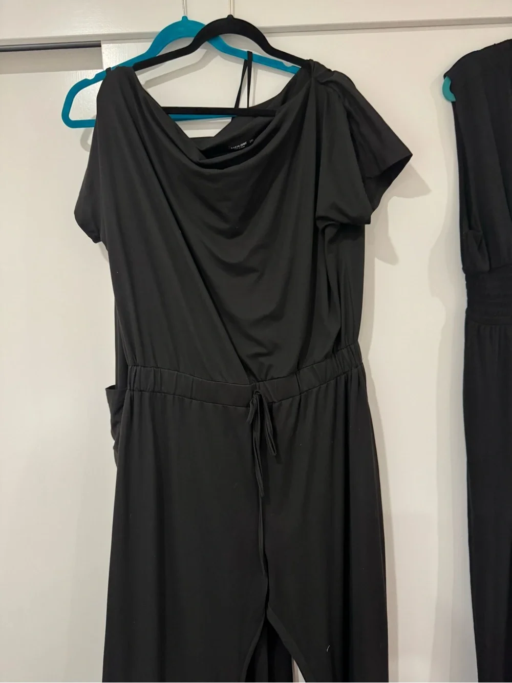 Women’s Black Jumpsuit - Sleek Draped Neckline